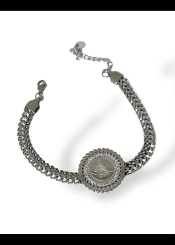 Çelik Zincir Detaylı Gri Kadın Bileklik - Görsel 2