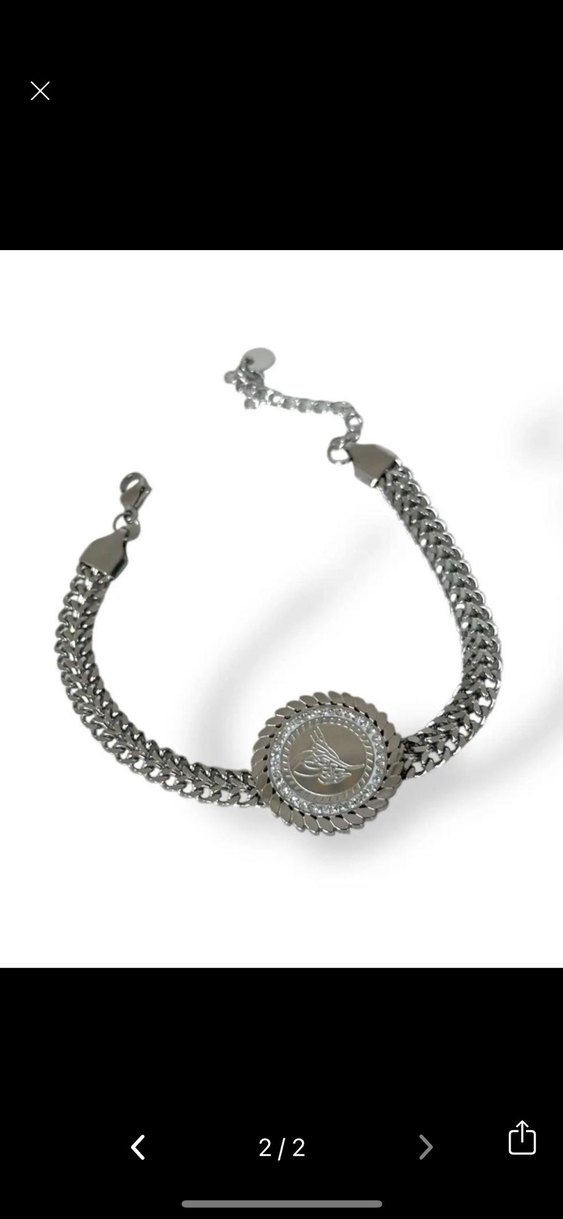 Çelik Zincir Detaylı Gri Kadın Bileklik - Görsel 2