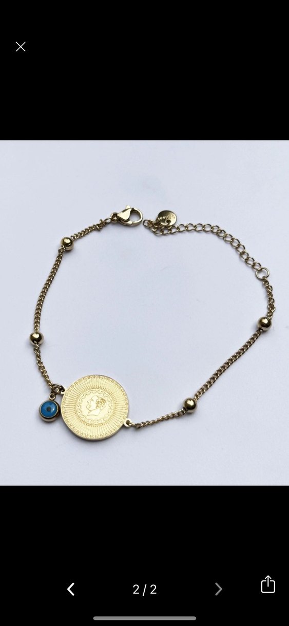 Çelik Altın Renkli Bohem Zincir Detaylı Bileklik - Görsel 2