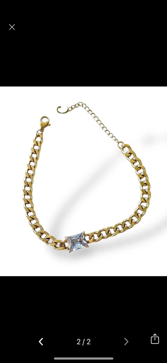 Çelik Zincir Detaylı Altın Renk Bileklik - Görsel 2