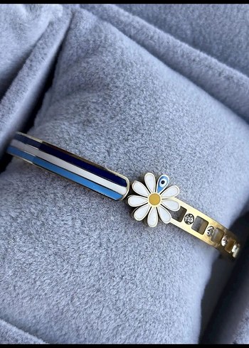 Çelik Çiçek Desenli Renkli Tokalı Bileklik - Görsel 2