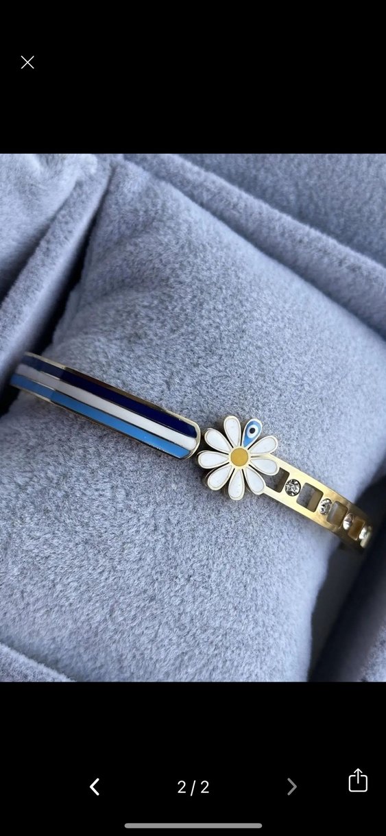 Çelik Çiçek Desenli Renkli Tokalı Bileklik - Görsel 2