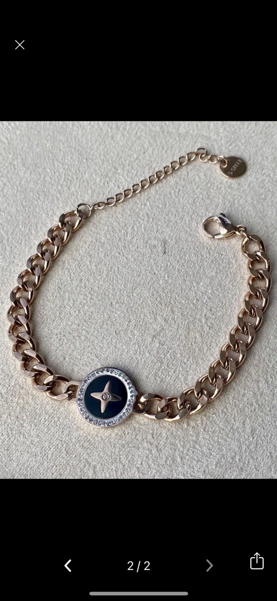 Çelik Zincir Detaylı Parlak Altın Bileklik - Görsel 2