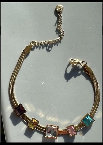 Çelik Renkli Taşlı Kadın Bileklik - Görsel 2