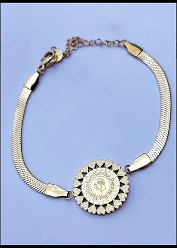 Çelik Altın Renkli Zincir Detaylı Bohem Bileklik - Görsel 2