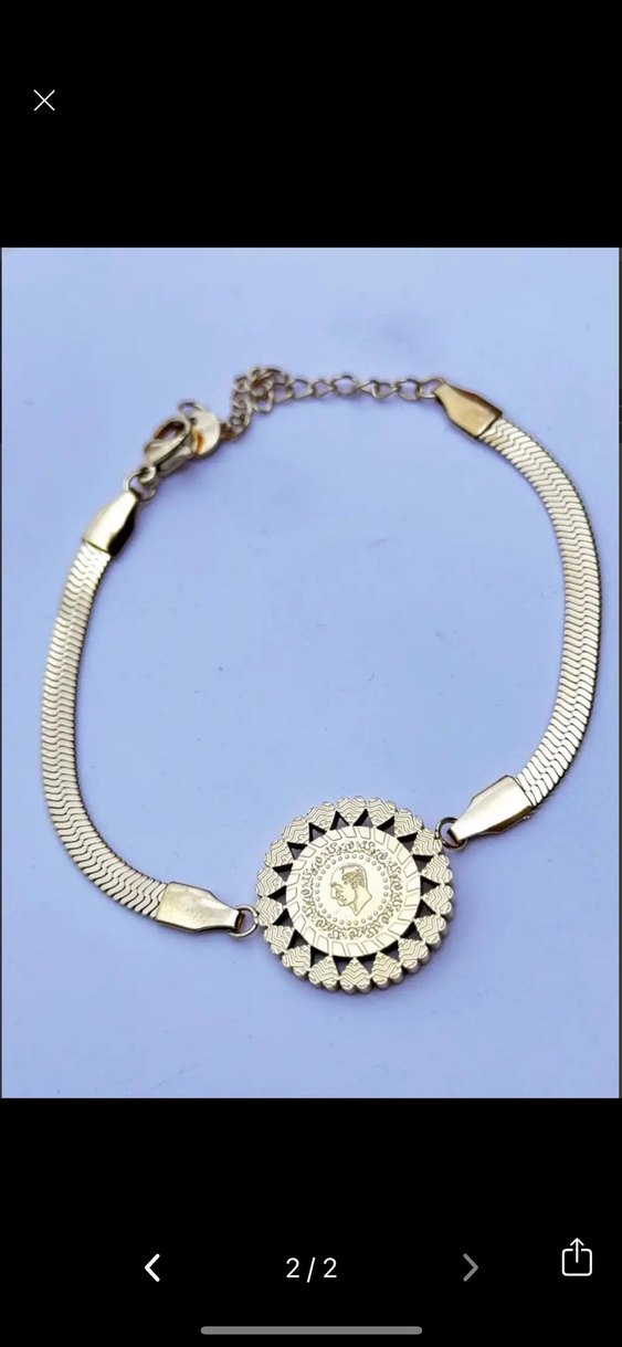 Çelik Altın Renkli Zincir Detaylı Bohem Bileklik - Görsel 2