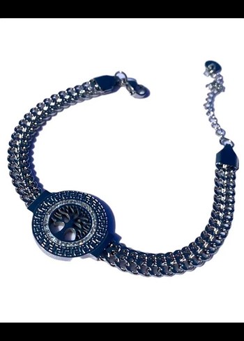 Çelik Gri Zincir Detaylı Kadın Bileklik - Görsel 2