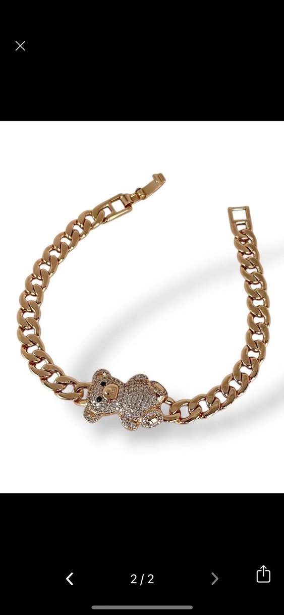 Çelik Zincir Detaylı Parlak Ayıcık Bileklik - Görsel 2