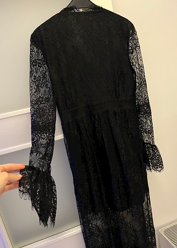 İpekyol Siyah Dantelli Uzun Elbise - Görsel 7
