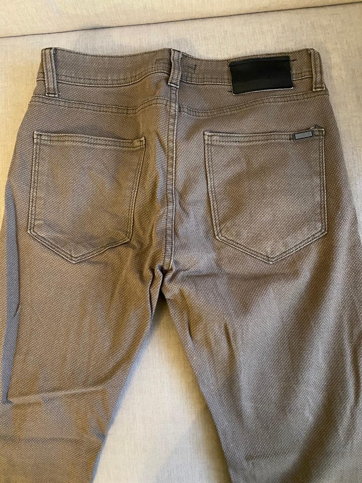 Düğmeli Erkek Kahverengi Denim Pantolon - Görsel 2