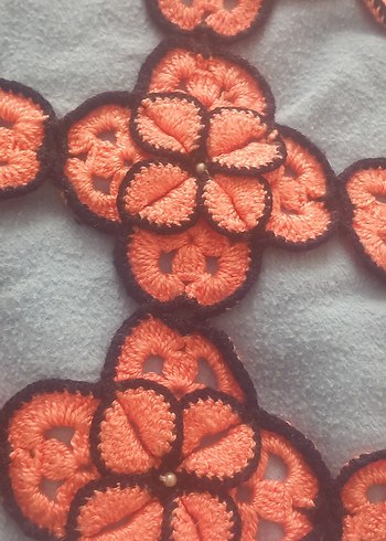 Bohem Tarzı Turuncu Siyah El İşi Örgü bebek battaniyesi - Görsel 3