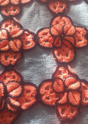 Bohem Tarzı Turuncu Siyah El İşi Örgü bebek battaniyesi - Görsel 7