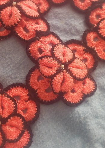 Bohem Tarzı Turuncu Siyah El İşi Örgü bebek battaniyesi - Görsel 4