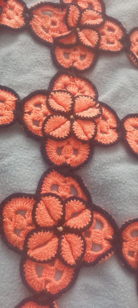 Bohem Tarzı Turuncu Siyah El İşi Örgü bebek battaniyesi - Görsel 3