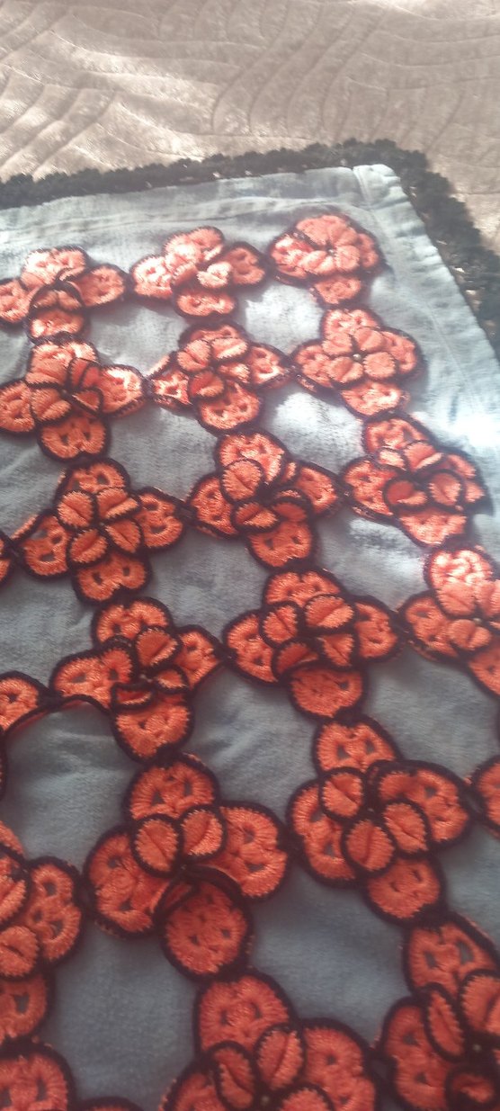 Bohem Tarzı Turuncu Siyah El İşi Örgü bebek battaniyesi - Görsel 2