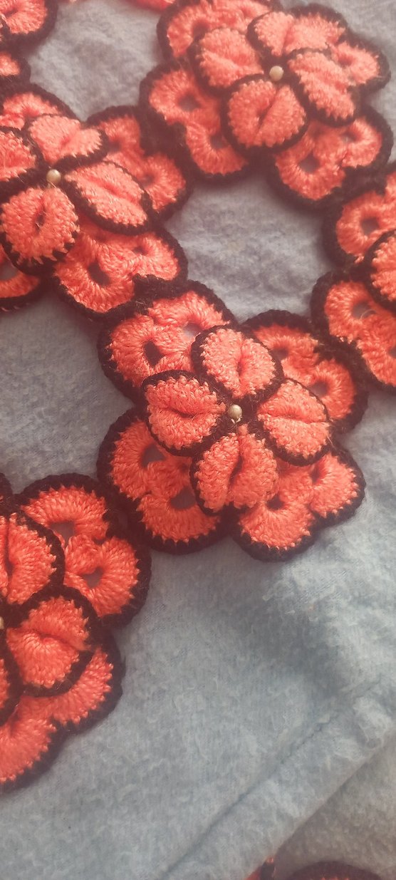 Bohem Tarzı Turuncu Siyah El İşi Örgü bebek battaniyesi - Görsel 4