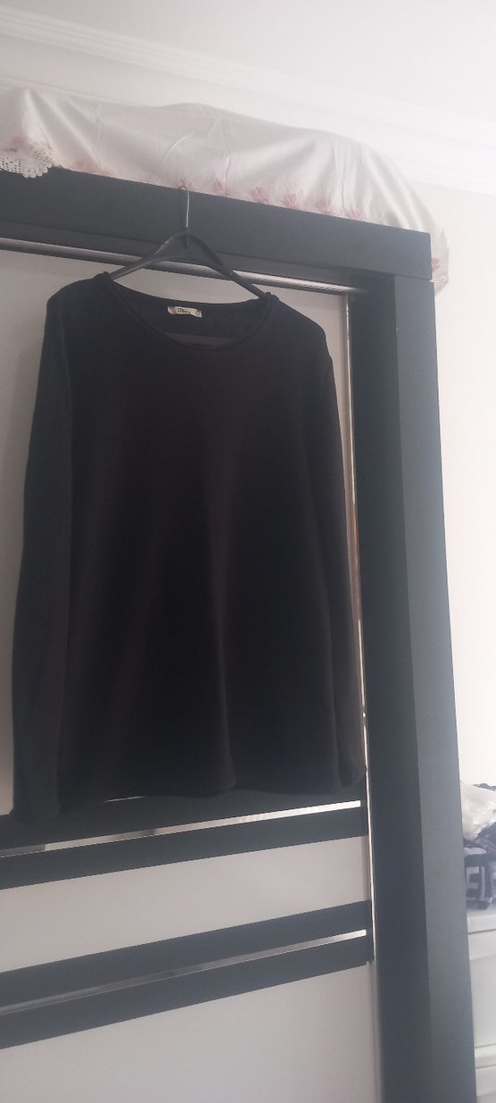 Siyah erkek Uzun Kollu Salaş Sweatshirt - Görsel 2