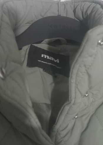 Düğmeli haki  Kadın mont - Görsel 5