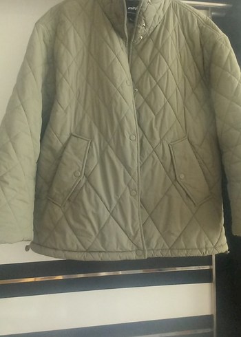 Düğmeli haki  Kadın mont - Görsel 2