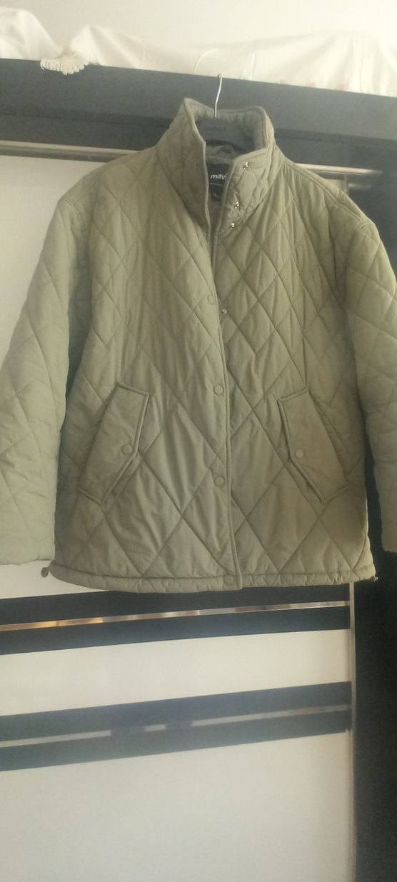 Düğmeli haki  Kadın mont - Görsel 2