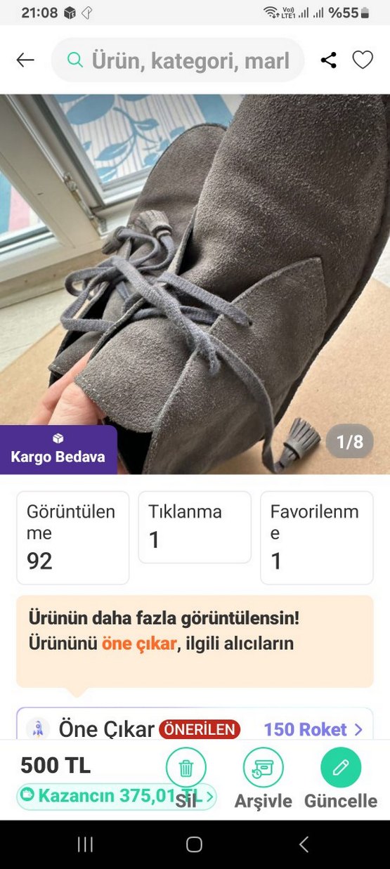 muda marka Gri Süet Kadın 2 cm topuklu Bot - Görsel 2
