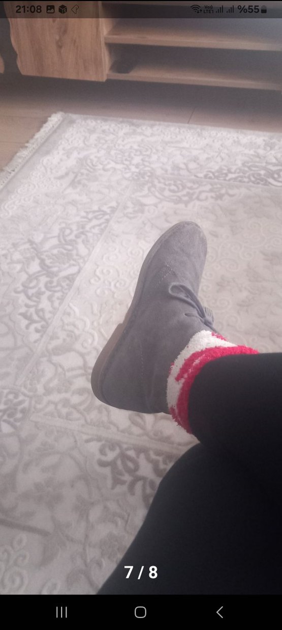 muda marka Gri Süet Kadın 2 cm topuklu Bot - Görsel 3