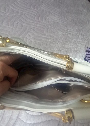 Beyaz Yılan Desenli Kadın Çanta - Görsel 6