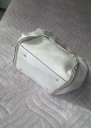 Beyaz Yılan Desenli Kadın Çanta - Görsel 8