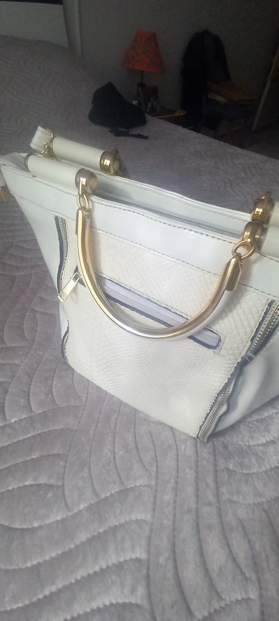 Beyaz Yılan Desenli Kadın Çanta - Görsel 3