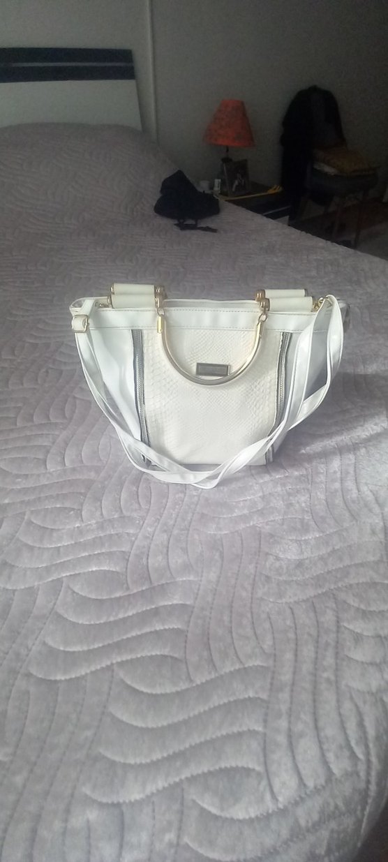 Beyaz Yılan Desenli Kadın Çanta - Görsel 2