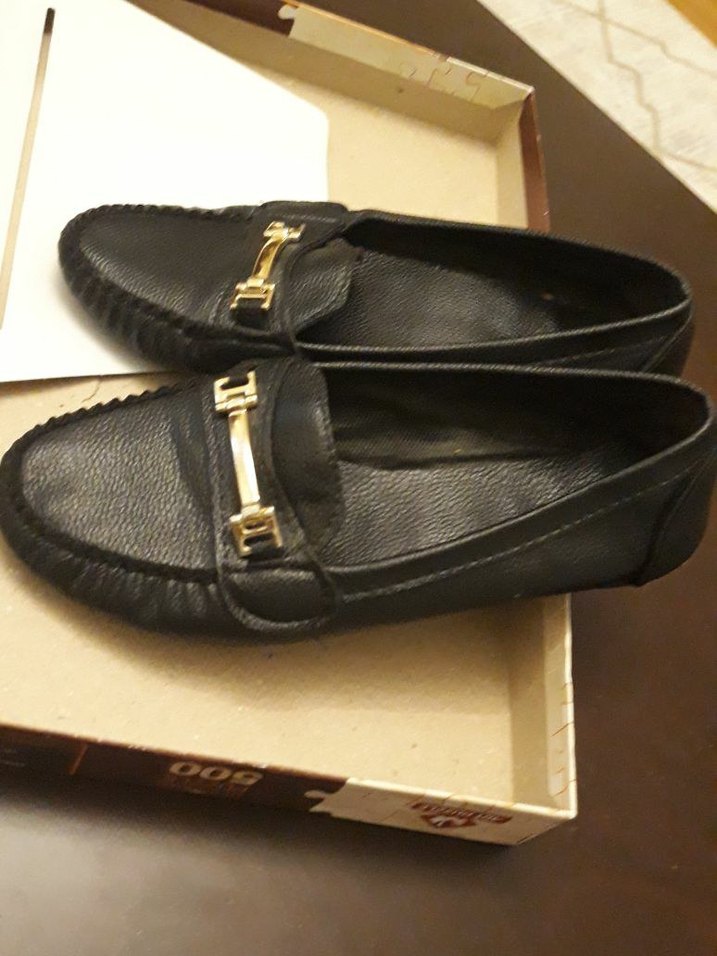 Siyah Deri Tokalı Kadın Düz Ayakkabı - Görsel 2