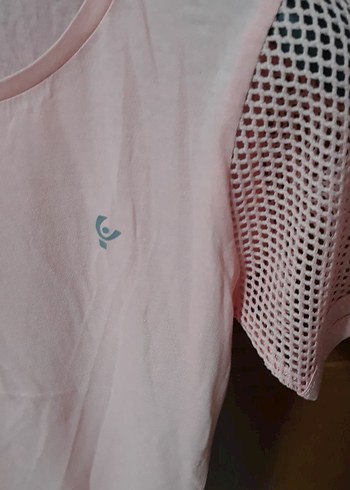 Kız Çocuk Pembe Kısa Kollu Dantel Detaylı Tişört - Görsel 5