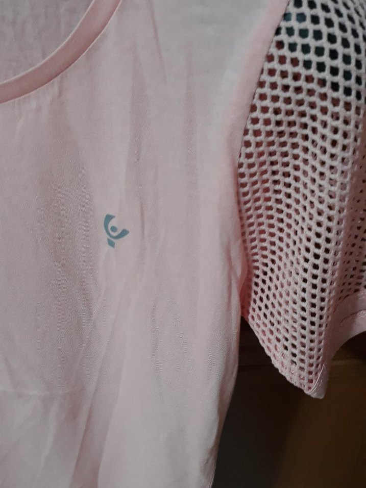 Kız Çocuk Pembe Kısa Kollu Dantel Detaylı Tişört - Görsel 5