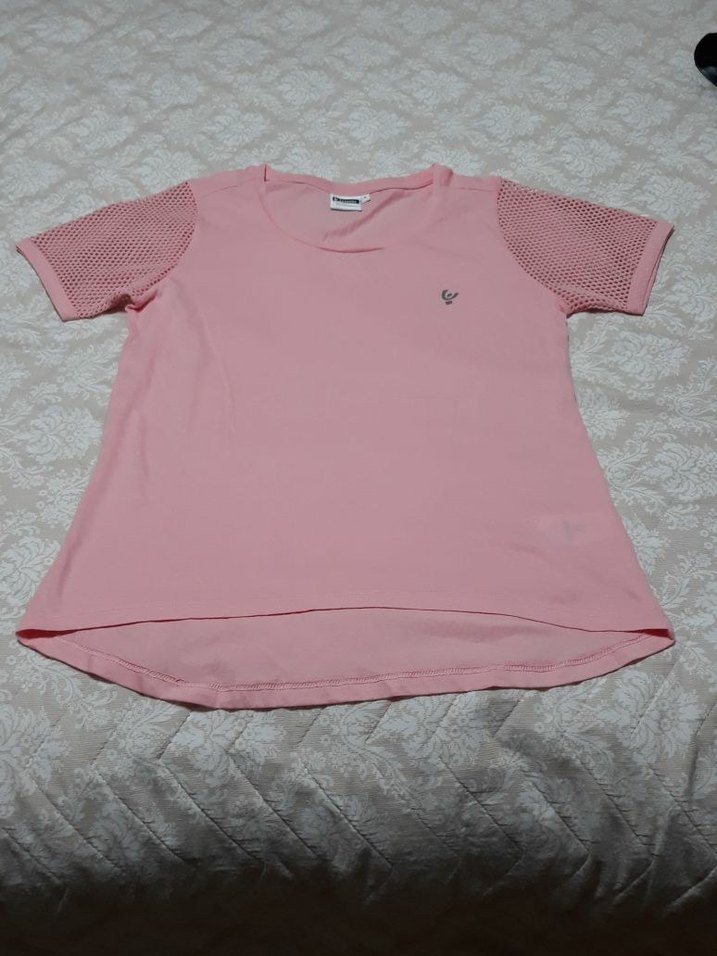 Kız Çocuk Pembe Kısa Kollu Dantel Detaylı Tişört - Görsel 2