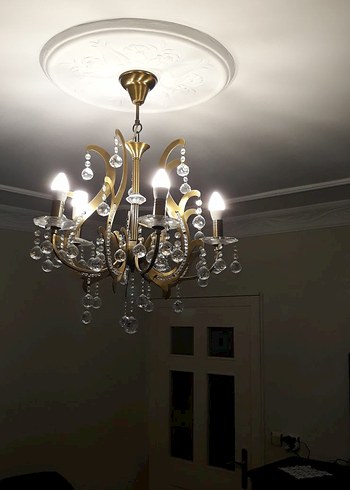 Kristal Detaylı Koyu Altın Avize - Görsel 8