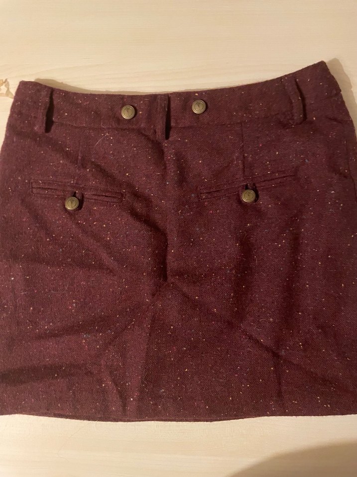 Bordo Düğmeli Mini Etek - Görsel 4