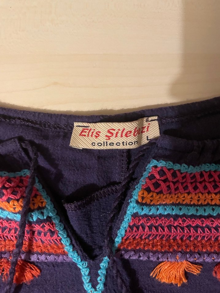 Nakışlı Bohem Mor Tunik - Görsel 2