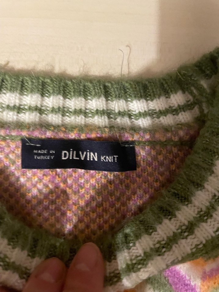 Renkli Desenli Bohem Örgü Kadın Kazak - Görsel 2