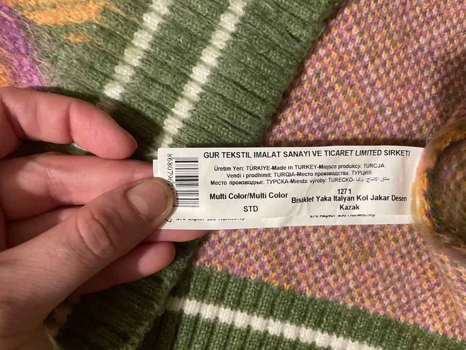 Renkli Desenli Bohem Örgü Kadın Kazak - Görsel 3