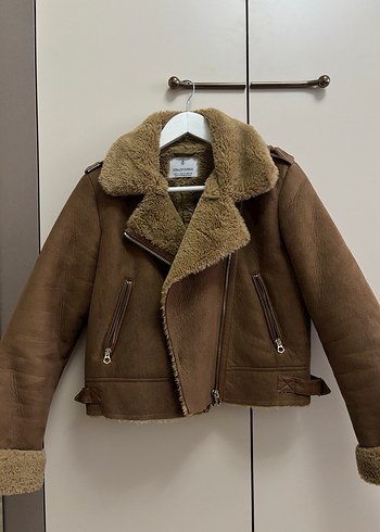 Stradivarius Kürk Detaylı Süet Biker Ceket - Görsel 2