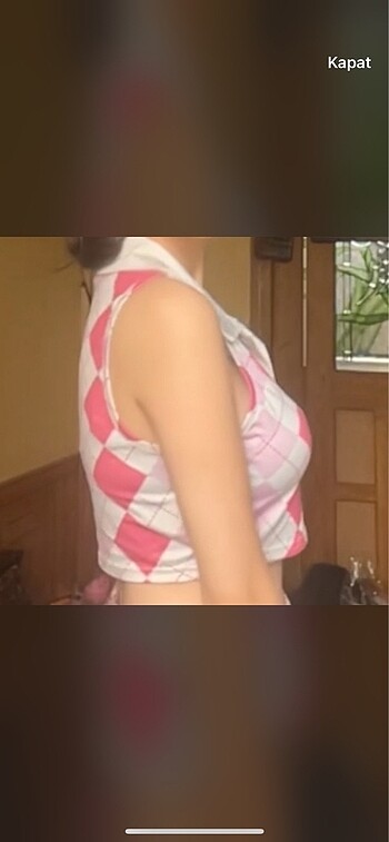 s Beden Pembe crop top/kısa üst