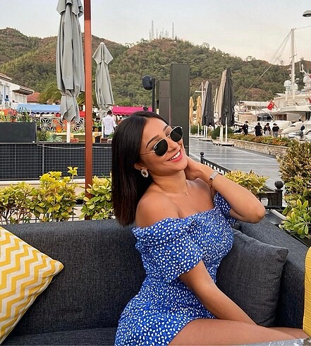 Zara Mavi fırfır etek detaylı elbise