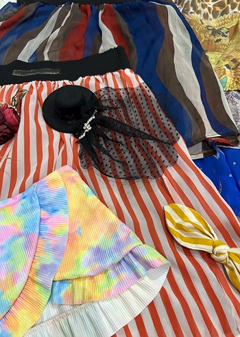 Renkli Mini Pilili Etekler - tütülü etek - Görsel 4