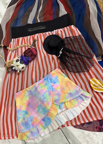 Renkli Mini Pilili Etekler - tütülü etek - Görsel 6