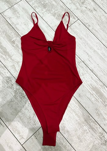 Kırmızı İnce Askılı Kadın Mayo ve bikini - Görsel 2