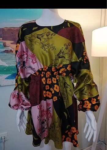 Zara saten mini elbise - Görsel 8