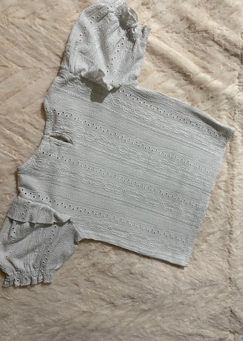 LCW Dantel Detaylı Beyaz Bohem Kısa Kollu Bluz - Görsel 2