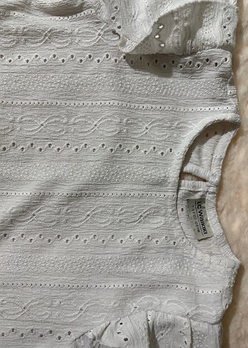 LCW Dantel Detaylı Beyaz Bohem Kısa Kollu Bluz - Görsel 3