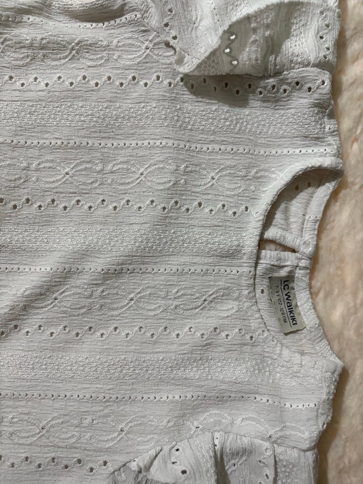 LCW Dantel Detaylı Beyaz Bohem Kısa Kollu Bluz - Görsel 3