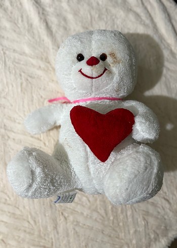 Kırmızı Kalpli Beyaz Peluş Oyuncak - Görsel 2